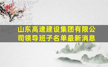 山东高速建设集团有限公司领导班子名单最新消息