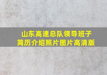 山东高速总队领导班子简历介绍照片图片高清版