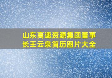 山东高速资源集团董事长王云泉简历图片大全