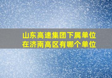 山东高速集团下属单位在济南高区有哪个单位