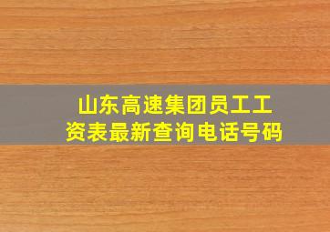 山东高速集团员工工资表最新查询电话号码