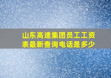 山东高速集团员工工资表最新查询电话是多少