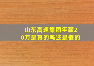 山东高速集团年薪20万是真的吗还是假的