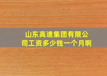 山东高速集团有限公司工资多少钱一个月啊