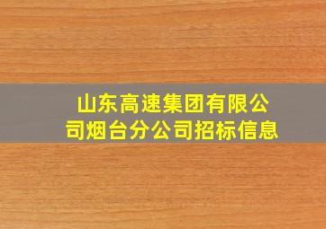 山东高速集团有限公司烟台分公司招标信息