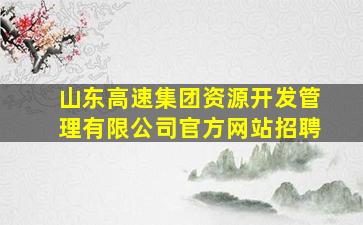 山东高速集团资源开发管理有限公司官方网站招聘