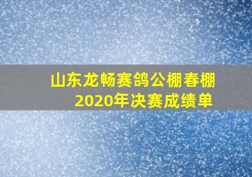 山东龙畅赛鸽公棚春棚2020年决赛成绩单