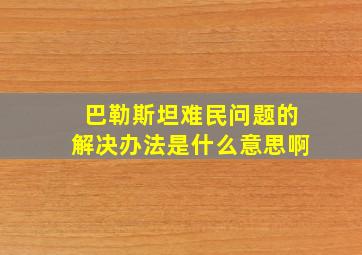 巴勒斯坦难民问题的解决办法是什么意思啊