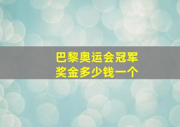 巴黎奥运会冠军奖金多少钱一个