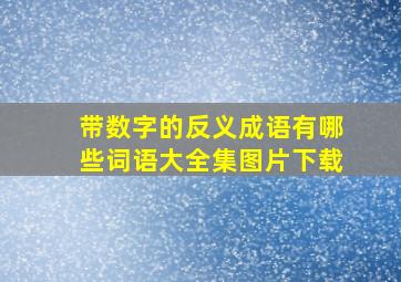 带数字的反义成语有哪些词语大全集图片下载