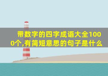 带数字的四字成语大全1000个,有简短意思的句子是什么