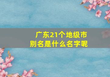 广东21个地级市别名是什么名字呢