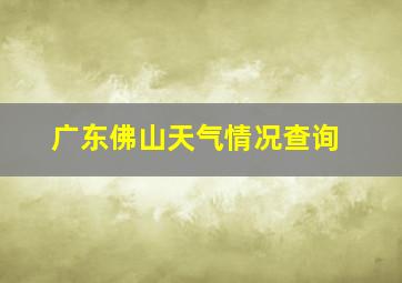 广东佛山天气情况查询