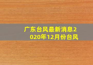 广东台风最新消息2020年12月份台风