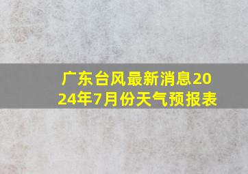 广东台风最新消息2024年7月份天气预报表