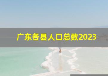 广东各县人口总数2023