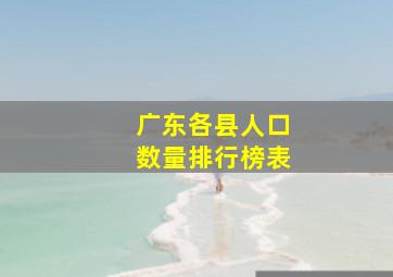 广东各县人口数量排行榜表