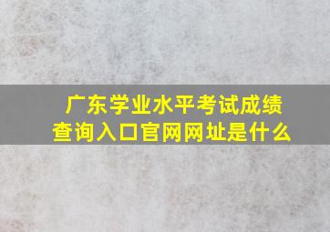 广东学业水平考试成绩查询入口官网网址是什么