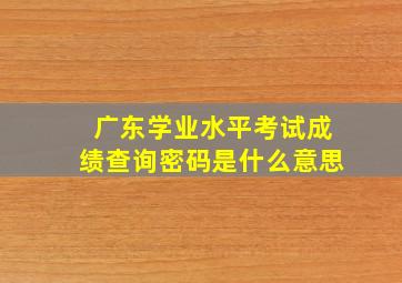 广东学业水平考试成绩查询密码是什么意思