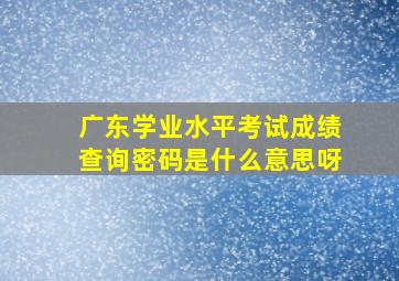 广东学业水平考试成绩查询密码是什么意思呀