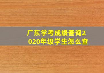 广东学考成绩查询2020年级学生怎么查