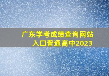 广东学考成绩查询网站入口普通高中2023