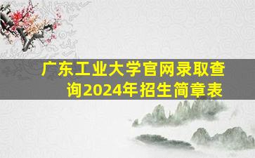 广东工业大学官网录取查询2024年招生简章表