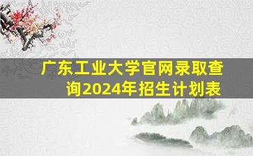 广东工业大学官网录取查询2024年招生计划表