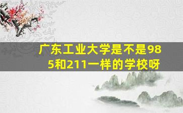 广东工业大学是不是985和211一样的学校呀