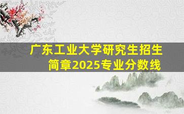 广东工业大学研究生招生简章2025专业分数线