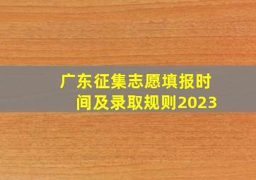 广东征集志愿填报时间及录取规则2023