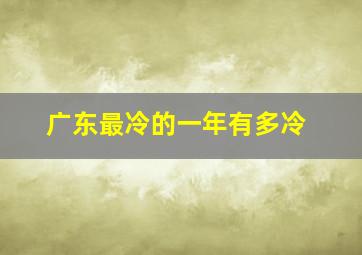 广东最冷的一年有多冷