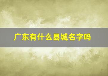 广东有什么县城名字吗