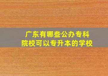 广东有哪些公办专科院校可以专升本的学校