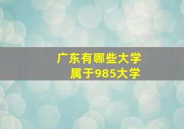 广东有哪些大学属于985大学