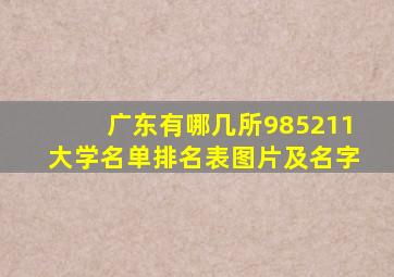 广东有哪几所985211大学名单排名表图片及名字