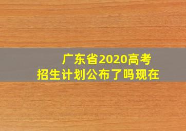 广东省2020高考招生计划公布了吗现在