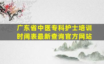 广东省中医专科护士培训时间表最新查询官方网站