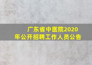 广东省中医院2020年公开招聘工作人员公告