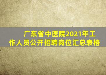 广东省中医院2021年工作人员公开招聘岗位汇总表格