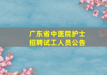 广东省中医院护士招聘试工人员公告