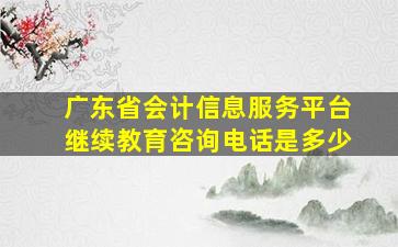 广东省会计信息服务平台继续教育咨询电话是多少