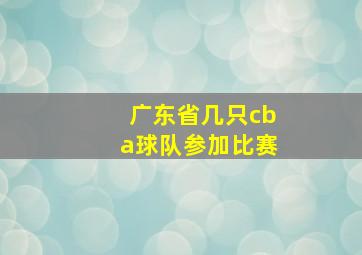 广东省几只cba球队参加比赛