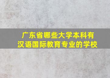 广东省哪些大学本科有汉语国际教育专业的学校