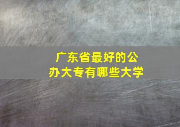 广东省最好的公办大专有哪些大学