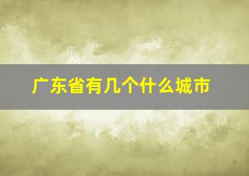 广东省有几个什么城市