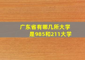 广东省有哪几所大学是985和211大学