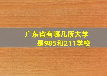 广东省有哪几所大学是985和211学校