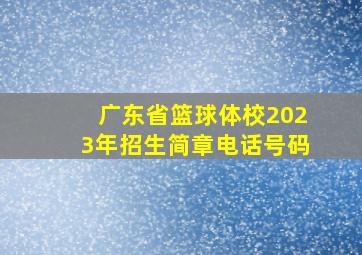 广东省篮球体校2023年招生简章电话号码