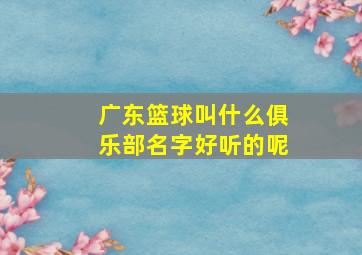 广东篮球叫什么俱乐部名字好听的呢